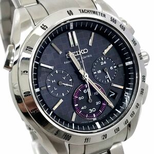  beautiful goods SEIKO Seiko BRIGHTZ Brightz wristwatch SAGA075 radio wave solar analogue chronograph calendar black box attaching operation verification ending 