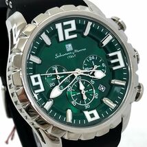 新品 Salvatore Marra サルバトーレマーラ 腕時計 SM15107-SSGR/BK クオーツ クロノグラフ グリーン コレクション カレンダー 箱付き ._画像1