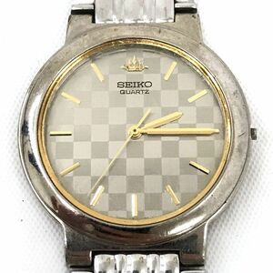 SEIKO セイコー 腕時計 V701-1K10 クオーツ アナログ ラウンド シルバー ゴールド 市松模様 シンプル コレクション おしゃれ ヴィンテージ