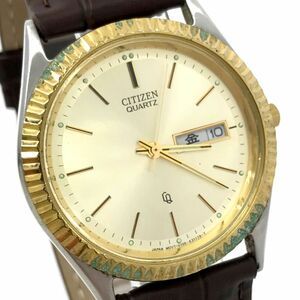 CITIZEN シチズン CQ 腕時計 6100-K09311 クオーツ アナログ ラウンド ゴールド ヴィンテージ コレクション カレンダー 電池交換済み