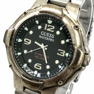 GUESS ゲス WATERPRO ウォータープロ 腕時計 クオーツ アナログ ラウンド ブラック シルバー コレクション ファッション ケース付