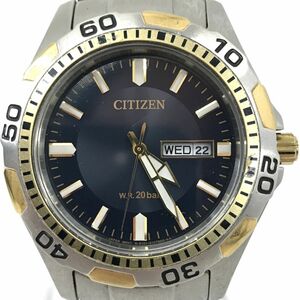 CITIZEN シチズン Eco-Drive エコドライブ 腕時計 E101-S074223 ソーラー アナログ ゴールド ブラック シルバー カレンダー 動作確認済