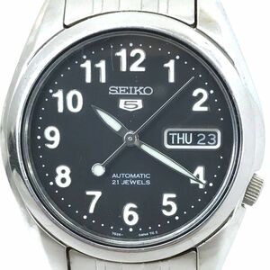 SEIKO セイコー 5 ファイブ 腕時計 SNK381K1 7S26-01V0 自動巻き 機械式 オートマティック ラウンド ブラック カレンダー 動作確認済み