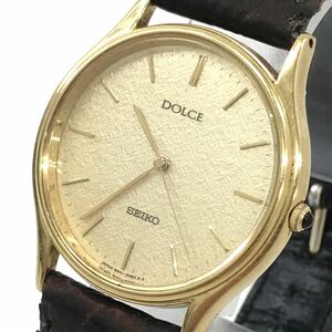  beautiful goods SEIKO Seiko DOLCE Dolce wristwatch 8N41-6060 quarts Gold simple Vintage collection battery replaced operation verification settled 