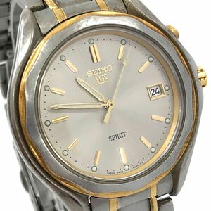 SEIKO Seiko AGS SPIRIT Spirit wristwatch 5M22-6B70 kinetic self-winding watch hole ro ground silver Gold operation verification ending 