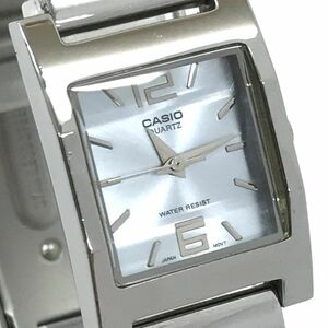 CASIO カシオ 腕時計 LTP-1283 チプカシ クオーツ アナログ レクタンギュラー スクエア ブルー シルバー カットガラス 電池交換済み 動作OK