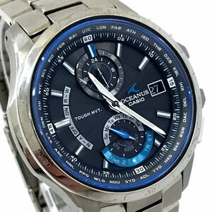 CASIO Casio OCEANUS Oceanus wristwatch OCW-T1000-1AJF radio wave solar Tough Solar analogue multiband 6 titanium blue operation OK