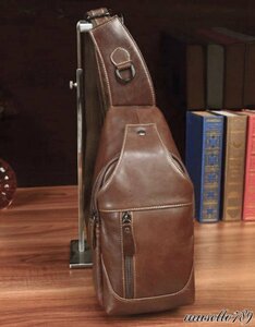 book@ cow leather!* oil leather body bag dark brown * usually using / travel / cycling also OK! spring new work original leather cow leather limitation Italy 783u
