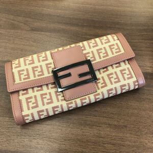 【極美品】FENDI フェンディ ズッカ柄 ウォレット 長財布 レディース◆No6427