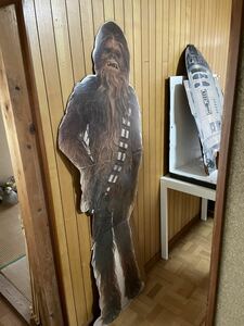 Vintage Star Wars Chewbacca character blow up from 1977 Star Wars card board cut out theater display stand 