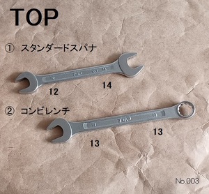 TOP／スパナ・コンビレンチ／ 凹丸パネル／2本セット 表記（12-14）（13-13）
