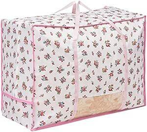  Astro feather futon storage sack single * double combined use white × pink floral print ... clean high capacity transparent window keep hand attaching 820-06