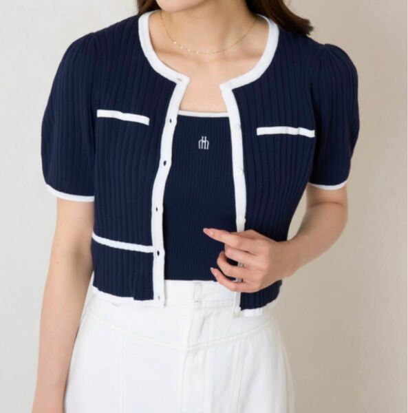 herlipto ハーリップトゥTrois Logo Bicolor Rib Knit Setnavy ネイビー