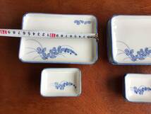 染付　合計8枚　大4枚　小4枚　長方皿　美品　日本料理　　刺身皿　焼物皿_画像7