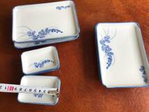染付　合計8枚　大4枚　小4枚　長方皿　美品　日本料理　　刺身皿　焼物皿_画像9
