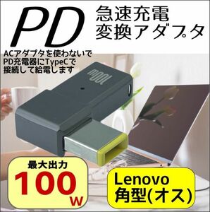 レノボ Lenovo 専用PD変換アダプタ TypeC(メス) → 角型コネクタ(オス) スリムチップACアダプタを使わないでノートパソコンを充電 UCLEL-