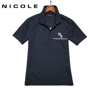 新品 【ニコル】 吸汗速乾　半袖ポロシャツ　胸ロゴ　ネイビー　サイズ48　(L)　ゴルフ　NICOLE Selection GOLF LINE