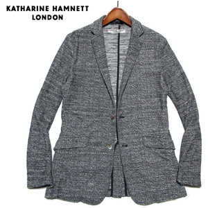 【キャサリンハムネット】 春夏　ヘザーグレー　パイルジャケット　サイズXL　テーラードジャケット　KATHARINE HAMNETT LONDON