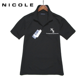 新品 【ニコル ゴルフ】 吸汗速乾　半袖ポロシャツ　胸ロゴ　ブラック　サイズ50　(XL)　NICOLE Selection GOLF LINE