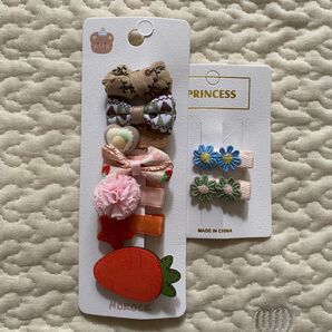 ベビー キッズ ヘアピン ヘアゴム リボン フラワー 花 花柄 9点セット