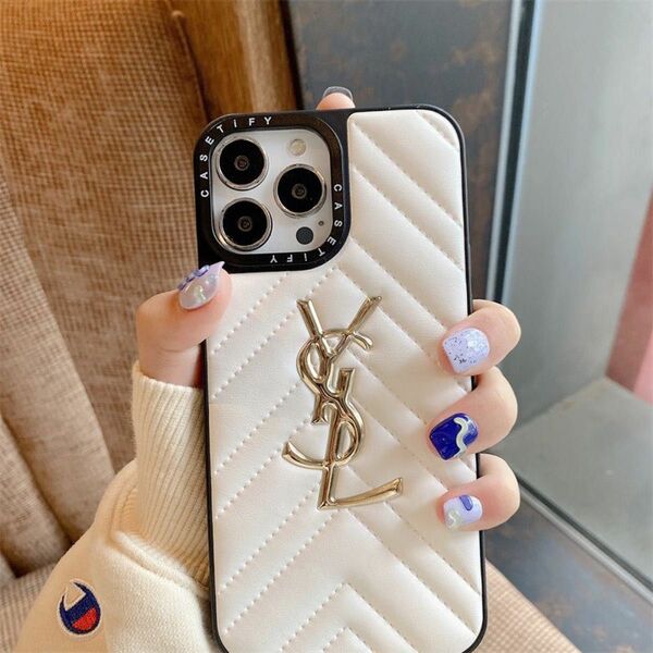 YSL イヴ・サンローラン iPhone 13/14兼用ケース　白