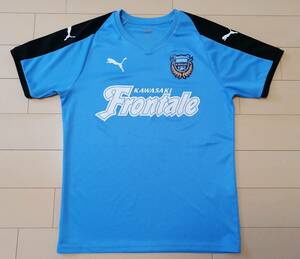 【中古】PUMA/プーマ正規品 フロンターレトレーニングトップ半袖シャツ Sサイズ/サッカー/青黒ブルーブラック/サッカー/フットサル/Jリーグ