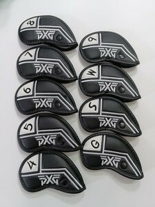 アイアンカバー PXG 着脱らくらく 高級pu革 ボタン開閉 9個セット C 黒