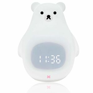 かわいい白熊 シリコン 優しい 授乳ライト デスクライト 3色ライト 目覚まし時計 時計 LED 置き時計
