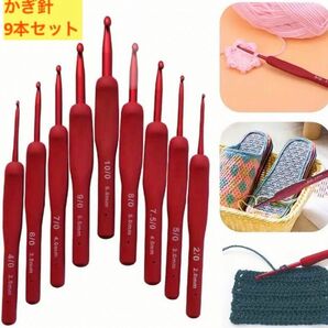 【 即日発送 】 かぎ針 編み物 手編み ハンドメイド かぎ針セット 2/0〜10/0 手芸 かぎ針 毛糸 初心者 赤 新品未使用