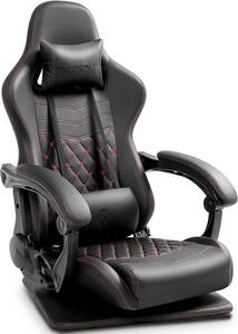 ブラック LS-667901ゲーミング座椅子 腰が疲れない 回転座椅子 おしゃれ ゲーム座椅子 ゲーミング 連動アームレスト165°リクライニング