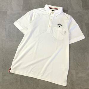 Callaway キャロウェイ 鹿子 刺繍ロゴ 半袖 ポロシャツ メンズ Lサイズ ホワイト ゴルフ golf