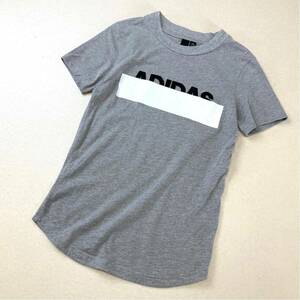 美品 adidas アディダス 刺繍 デザインロゴ 半袖 tシャツ 150 サイズ レディース M相当 グレー