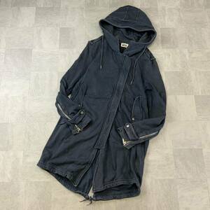 DIESEL diesel sweat cloth military coat Mod's Coat long Parker men's XS size navy cotton 