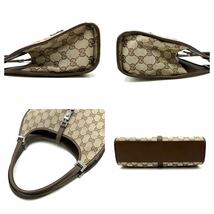 1円〜　GUCCI グッチ　GGキャンバス　ジャッキーライン　ハンドバッグ　ブラウン　ベージュ　KL170_画像3