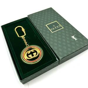 【箱付き】　GUCCI グッチ　キーホルダー キーリング チャーム インターロッキング　シェリーライン　ゴールド　KL64