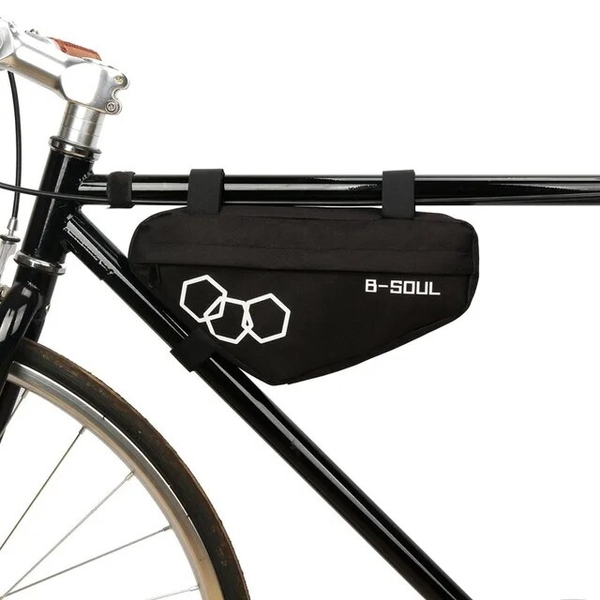 I 自転車フレームバッグ ブラック トライアングルバッグ 三角バッグ 財布やモバイルバッテリーの収納に 自転車防水フロントバック 簡単取付