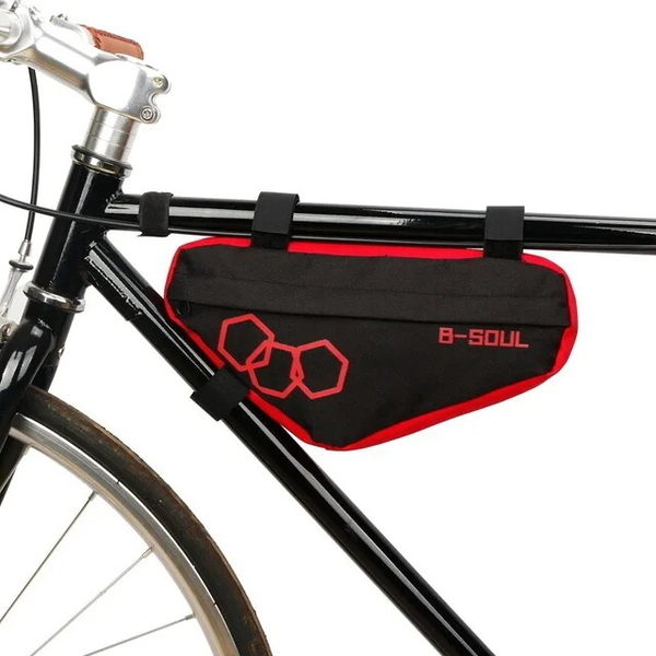 I 自転車用フレームバッグ レッド トライアングルバッグ 三角バッグ 財布やモバイルバッテリーの収納に 自転車防水フロントバック 簡単取付