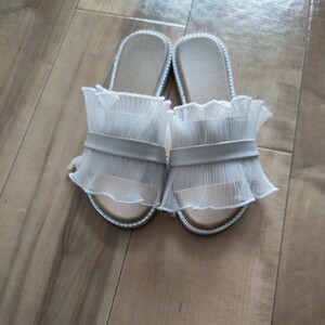  secondhand goods lady's. spring ~ summer for white color. race attaching mules L size 