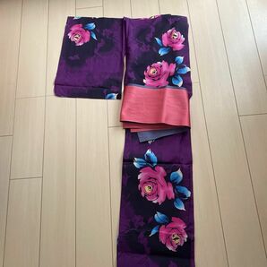山本寛斎　KANSAI YAMAMOTO レディース　浴衣　帯セット　綿　パープル　紫　花柄