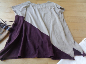  Jurgen Lehl French sleeve tunic cotton 100%bai color easy design * M small is seen!..(^^!