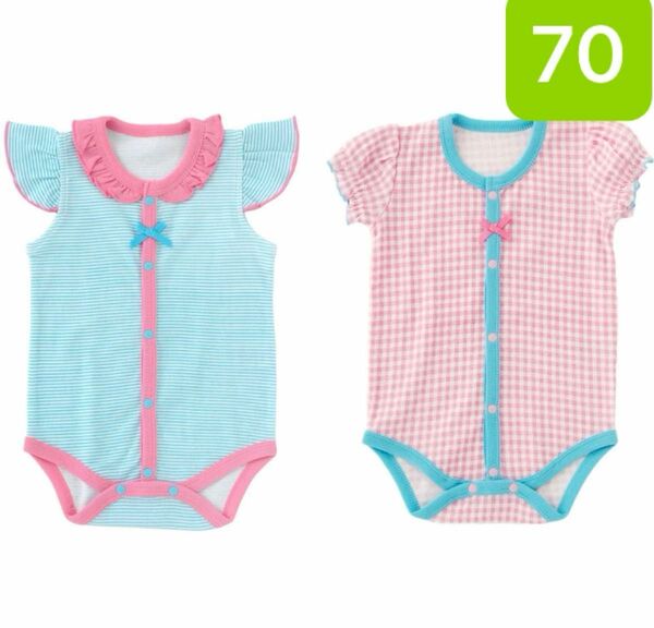 新品　未使用　ロンパース　70サイズ　女の子　ピンク　水色