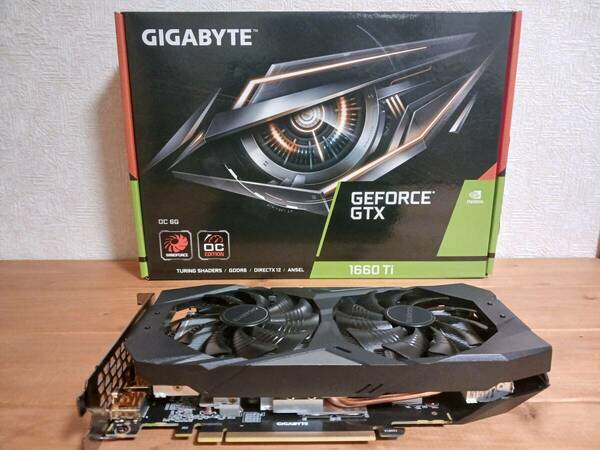 【中古美品】GIGABYTE NVIDIA GeForce GTX 1660Ti 搭載 グラフィックボード 6GB WINDFORCE 2X ファンモデル GV-N166TOC-6GD