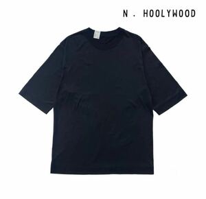 美品　N.HOOLYWOOD N.ハリウッド　ハーフスリーブTシャツ　丸首　黒　Tシャツ 半袖 クルーネック ブラック　36 