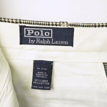 80s 90s ビンテージ Ralph Lauren ラルフローレン グレンチェック コットンリネン 2タック スラックス リネン _画像6