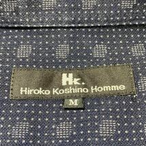 HIROKO KOSHINO HOMMEヒロココシノ シャツ 長袖 レギュラーカラー 光沢 紺 ツルツル M_画像6