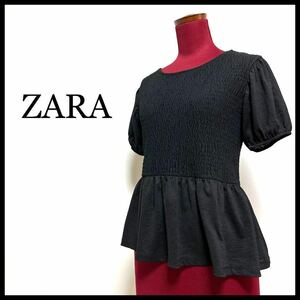 ZARA Zara cut and sewn короткий рукав пуховка рукав оборка pe слива необычность материалы do King черный S