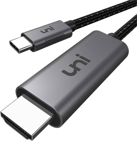 HDMI USB Type-C 変換ケーブル【4K 60Hz 1.8M】uniAccessories タイプC HDMI 変換アダプタ Thunderbolt 3/4対応 ナイロン 