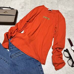 美品 MAX&Co マックスアンドコー Tシャツ 長袖 美ライン ロゴプリント コットン100% ビタミンカラー オレンジ S