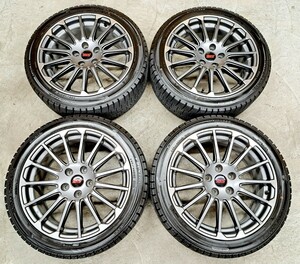 スバル レヴォーグ STIスポーツ 純正 ホイールタイヤ 2021 ダンロップ ウィンターマックスWM02 225/45R18 スタッドレス 7.5 114.3 バリ山