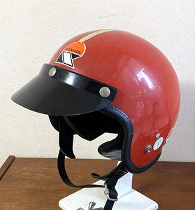 1978年 KANGOL 英国カンゴール ビンテージ 当時物 ジェットヘルメット レッド色 純正バイザー付 L Scotland Lambretta Vespa Triumph